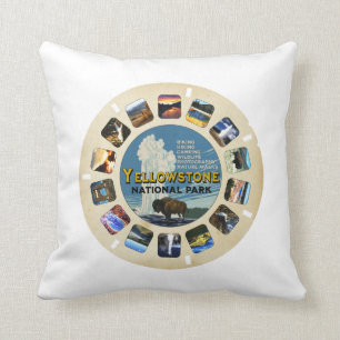 Retro Vintage Yellowstone National Park Souvenir Cushion