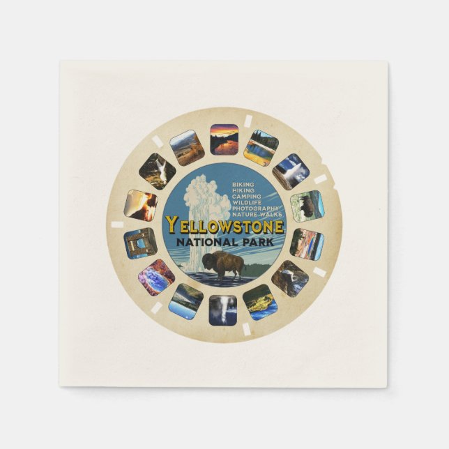 Retro Vintage Yellowstone National Park Souvenir Napkin (Front)