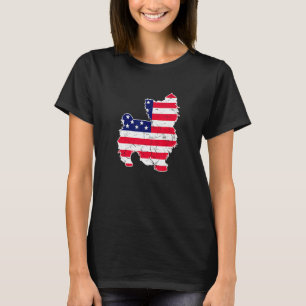 Retro Vintage Yorkshire Terrier American Flag 4th T-Shirt