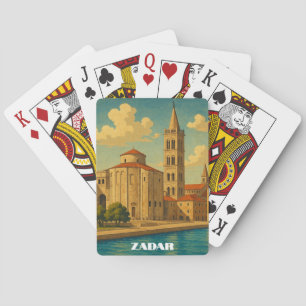 Retro Vintage Zadar Croatia Travel Playing Cards