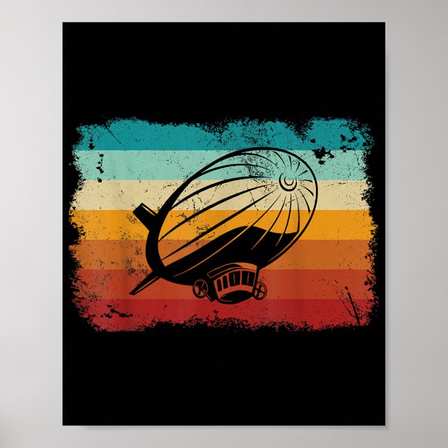 Retro Vintage Zeppelin Dirigible Airship Zepplin L Poster (Front)