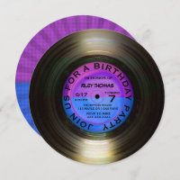 Retro Vinyl Album Disco Style Birthday Party Invit