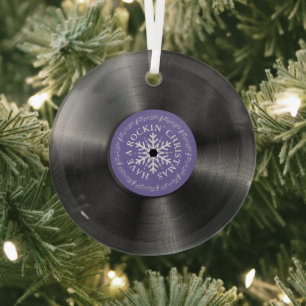 Retro Vinyl Album Vintage Record Christmas Glass Tree Decoration