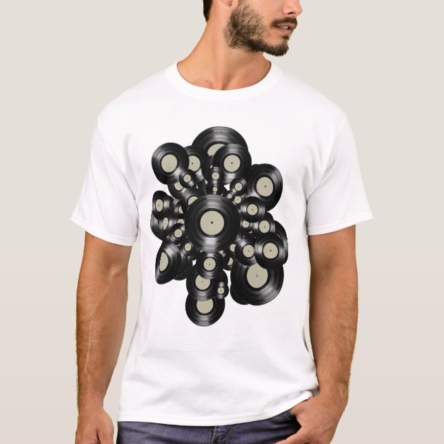 Retro Vinyl LP-records T-Shirt (Front)