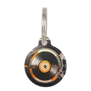 Retro Vinyl Pet ID Tag for Timeless Style