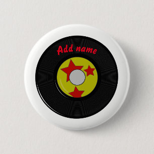 Retro Vinyl Record. 6 Cm Round Badge