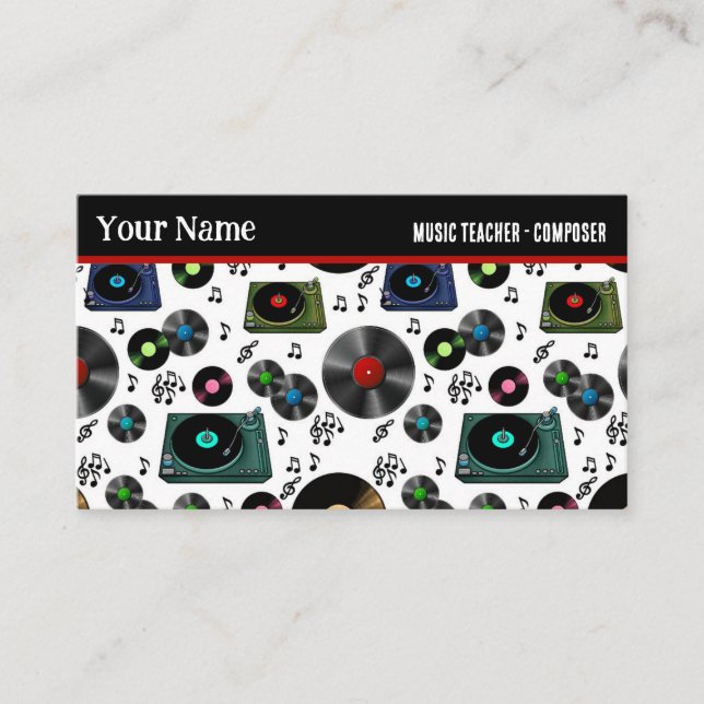 Retro Vinyl Record Albums Music Professional Business Card (Front)