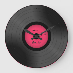 Retro Vinyl Record All Colours Personalised Clock