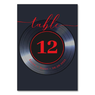 Retro Vinyl Record Black Wedding Table Number