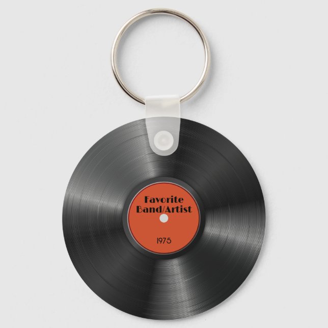 Retro Vinyl Record Custom Favourite Band Artist Key Ring (Front)