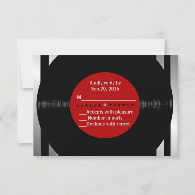 Retro Vinyl Record l Modern RSVP Card (Front)