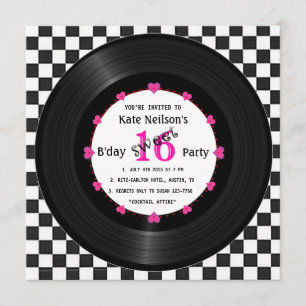 Retro Vinyl Record l Modern Sweet 16 B'day Invitation