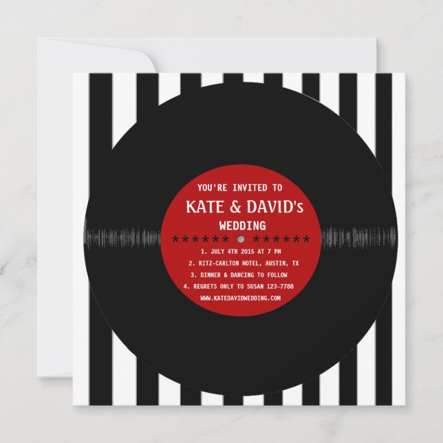 Retro Vinyl Record l Modern Wedding Invitation (Front)