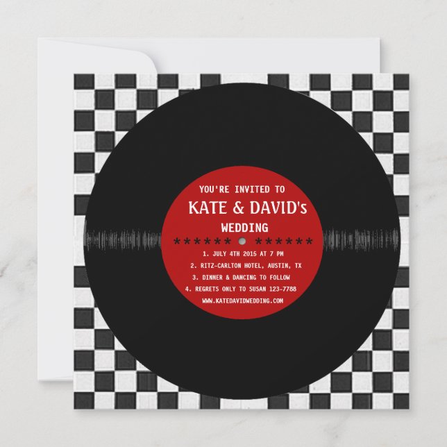 Retro Vinyl Record l Modern Wedding Invitation (Front)