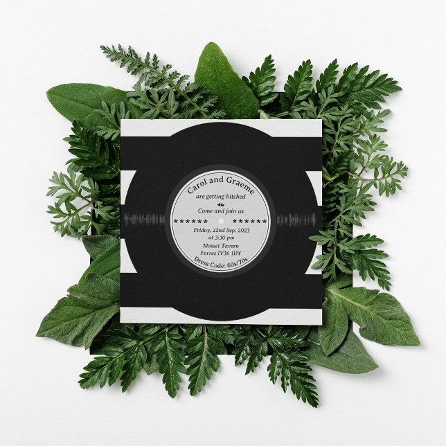 Retro Vinyl Record Modern Chic Wedding Invitation (Creator Uploaded)