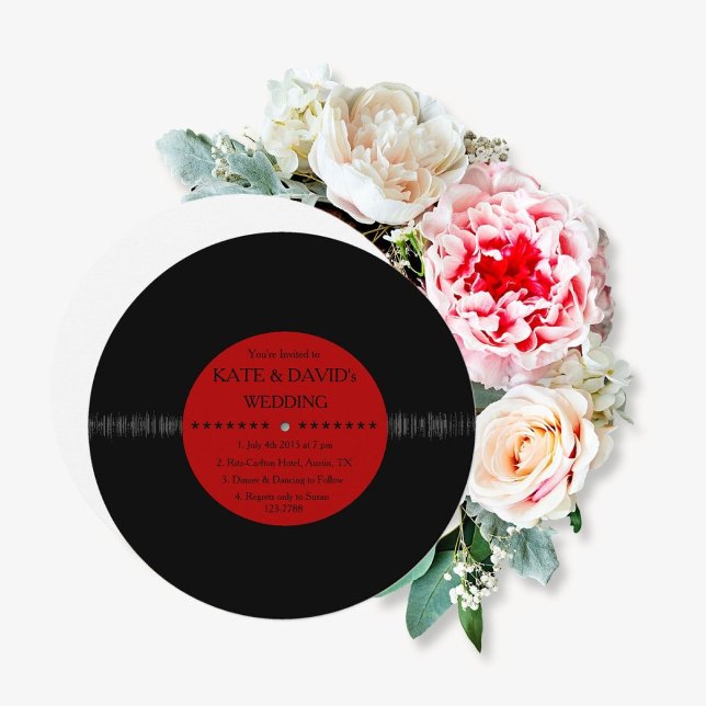 Retro Vinyl Record Modern Wedding Invites (Creator Uploaded)