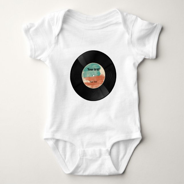 Retro Vinyl Record Music Album Baby Bodysuit (Front)