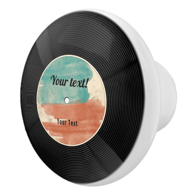 Retro Vinyl Record Music Album Ceramic Knob (Right)