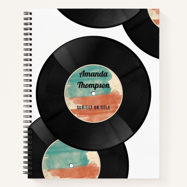 Retro Vinyl Record Music Album   Notebook (Front)