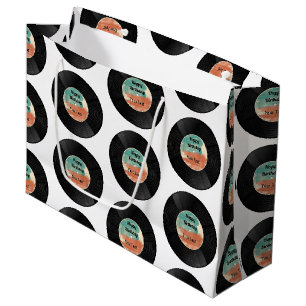 Retro Vinyl Record Music Birthday Party Large Gift Bag