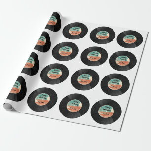Retro Vinyl Record Music Birthday Party Wrapping Paper