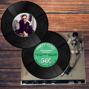 Retro Vinyl Record Music Milestone Birthday Photo  Invitation