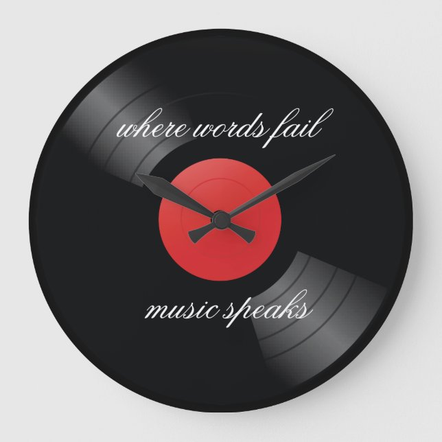 Retro Vinyl Record Music Theme Large Clock (Front)