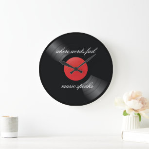 Retro Vinyl Record Music Theme Large Clock
