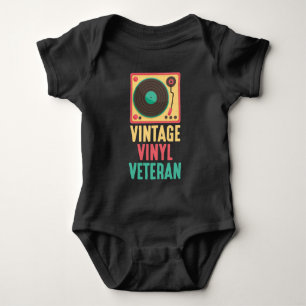 Retro Vinyl Record music turntable techno Dj Baby Bodysuit