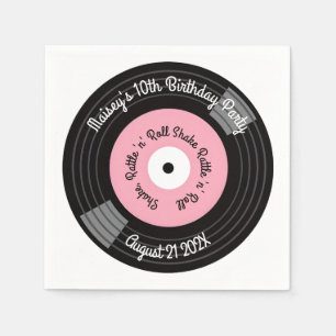 Retro Vinyl Record Party Napkin