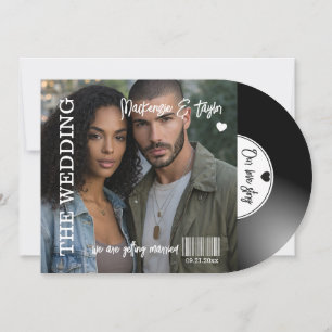 Retro Vinyl Record Photo Cover Wedding Invitation