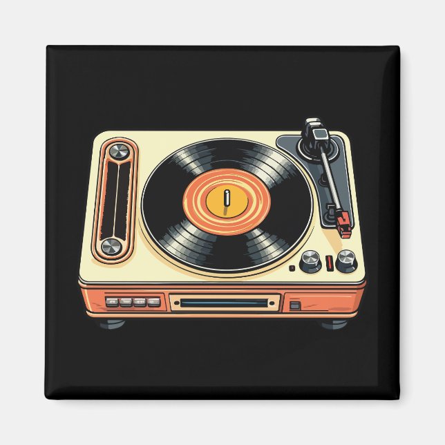 Retro Vinyl Record Player Magnet (Front)