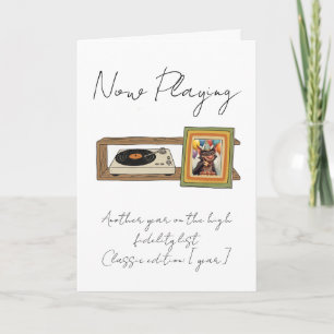 Retro Vinyl Record Player Photo Personalised Card
