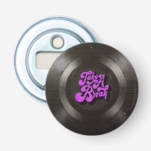 Retro Vinyl Record - Purple Synthwave Groove Bottle Opener