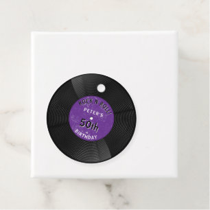 Retro Vinyl Record Rock N Roll Purple Birthday Favour Tags