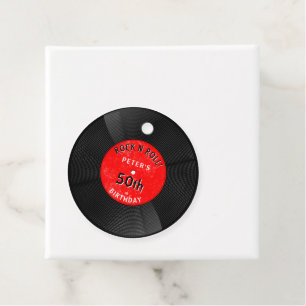 Retro Vinyl Record Rock N Roll Red Birthday Favour Tags