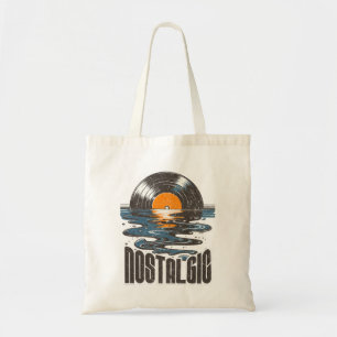 Retro Vinyl Record Sunset Tote Bag