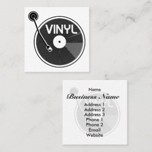 Retro Vinyl Record Turntable Square Business Card