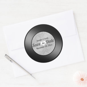 Retro Vinyl Record Wedding Save the Date Classic Round Sticker
