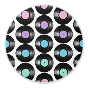 Retro Vinyl Records Colourful Pattern Design Ceramic Knob