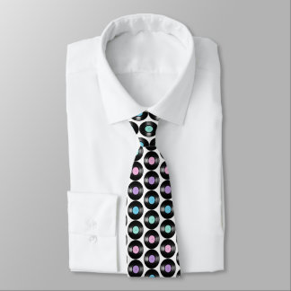Retro Vinyl Records Colourful Pattern Design Tie