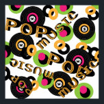 Retro Vinyl Records Pop Music Theme Poster<br><div class="desc">Fabulous modern art picture poster print; retro inspired vinyl records,  pop music in pink,  green,  orange,  black and white. Give your room the wow look with this funky music themed picture.</div>