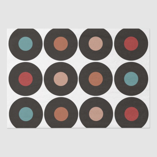 Retro Vinyl Records Sixties Musical Birthday Tissue Paper (Front)