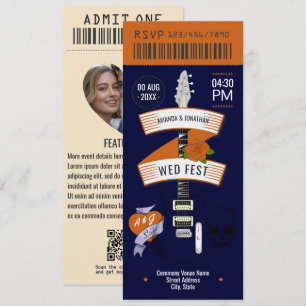 Retro Vinyl Rock ’n’ Roll Wedding Ticket Invitation