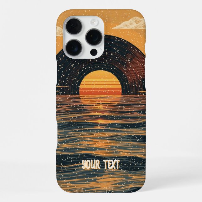 Retro Vinyl Sunset for Vinyl Collectors Music Fans iPhone Case (Back)