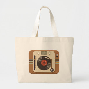 Retro Vinyl Turntable Tote Bag