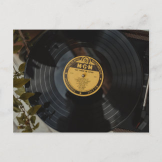 Retro Vinyl Wedding Invitation - Let There Be Love Postcard