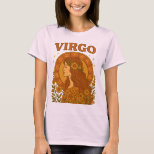 Retro Virgo Zodiac Boho Floral Astrology T-Shirt