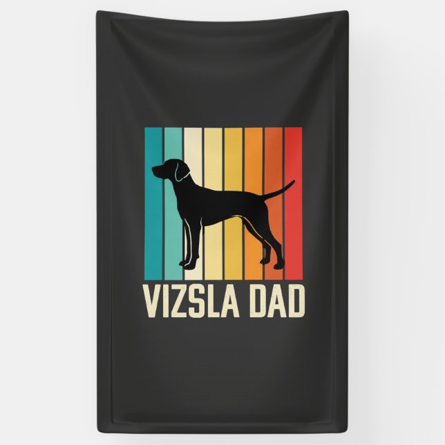 Retro Vizsla Dad Dog Silhouette Banner (Vertical)
