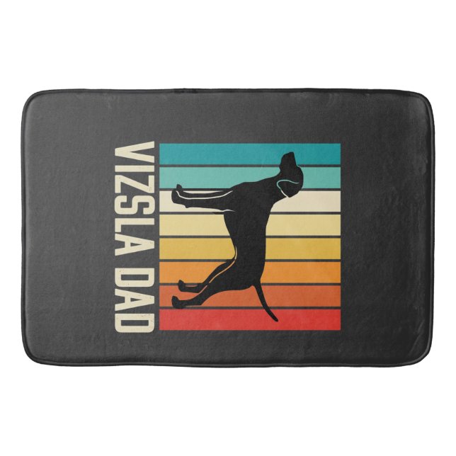 Retro Vizsla Dad Dog Silhouette Bath Mat (Front)